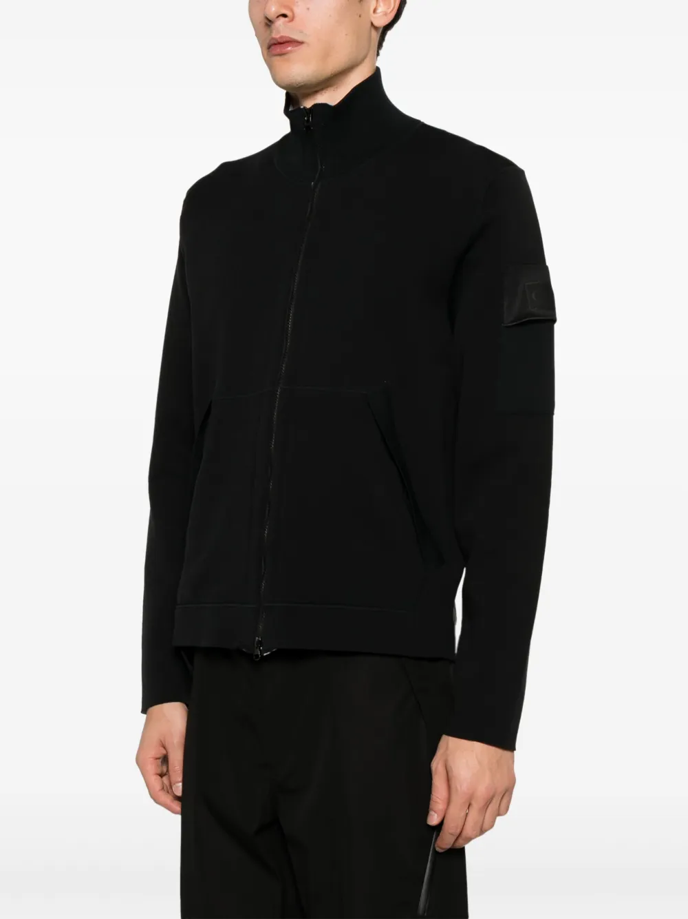 C.P. Company Sweater met logopatch en rits Zwart