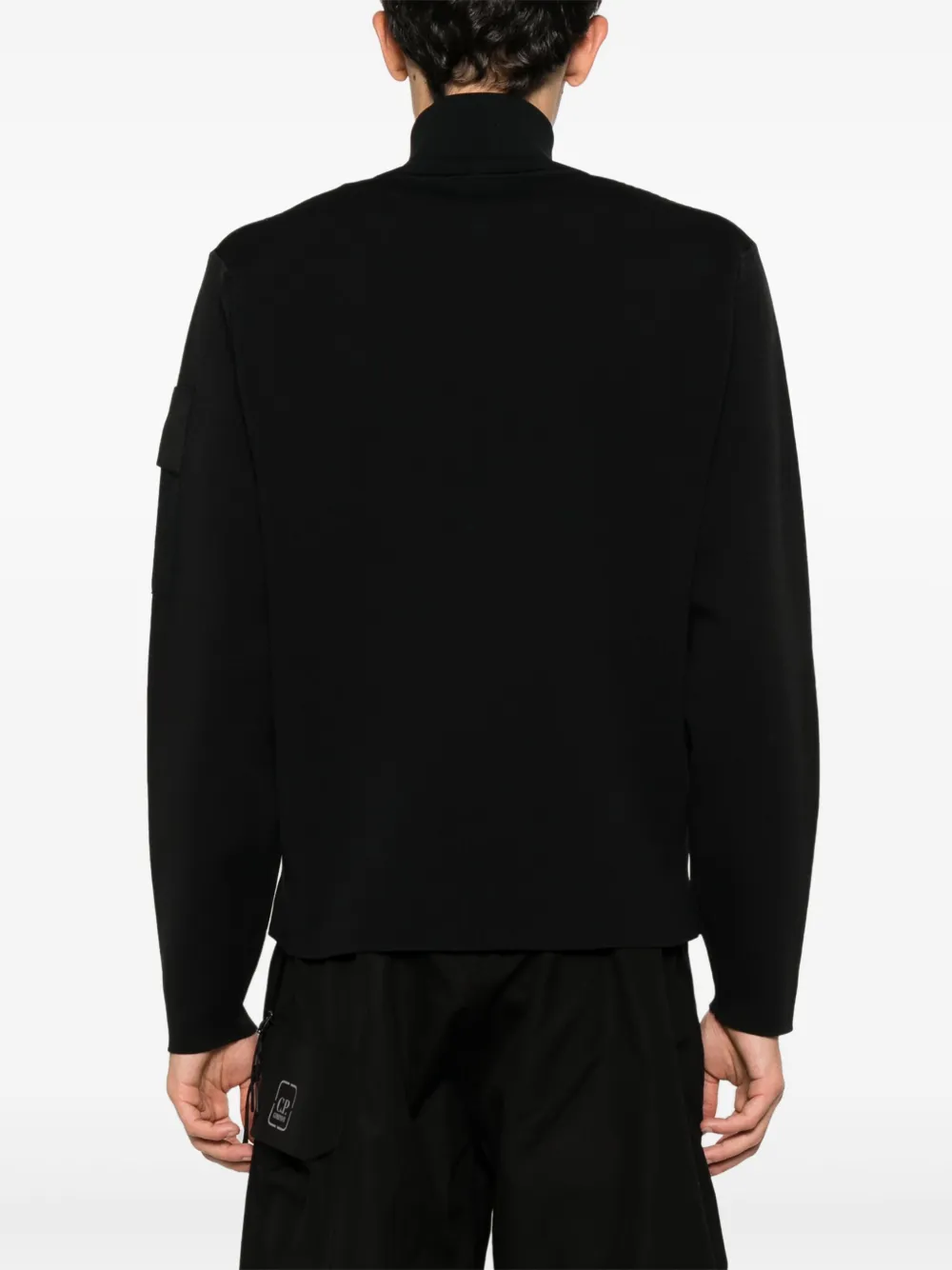 C.P. Company Sweater met logopatch en rits Zwart