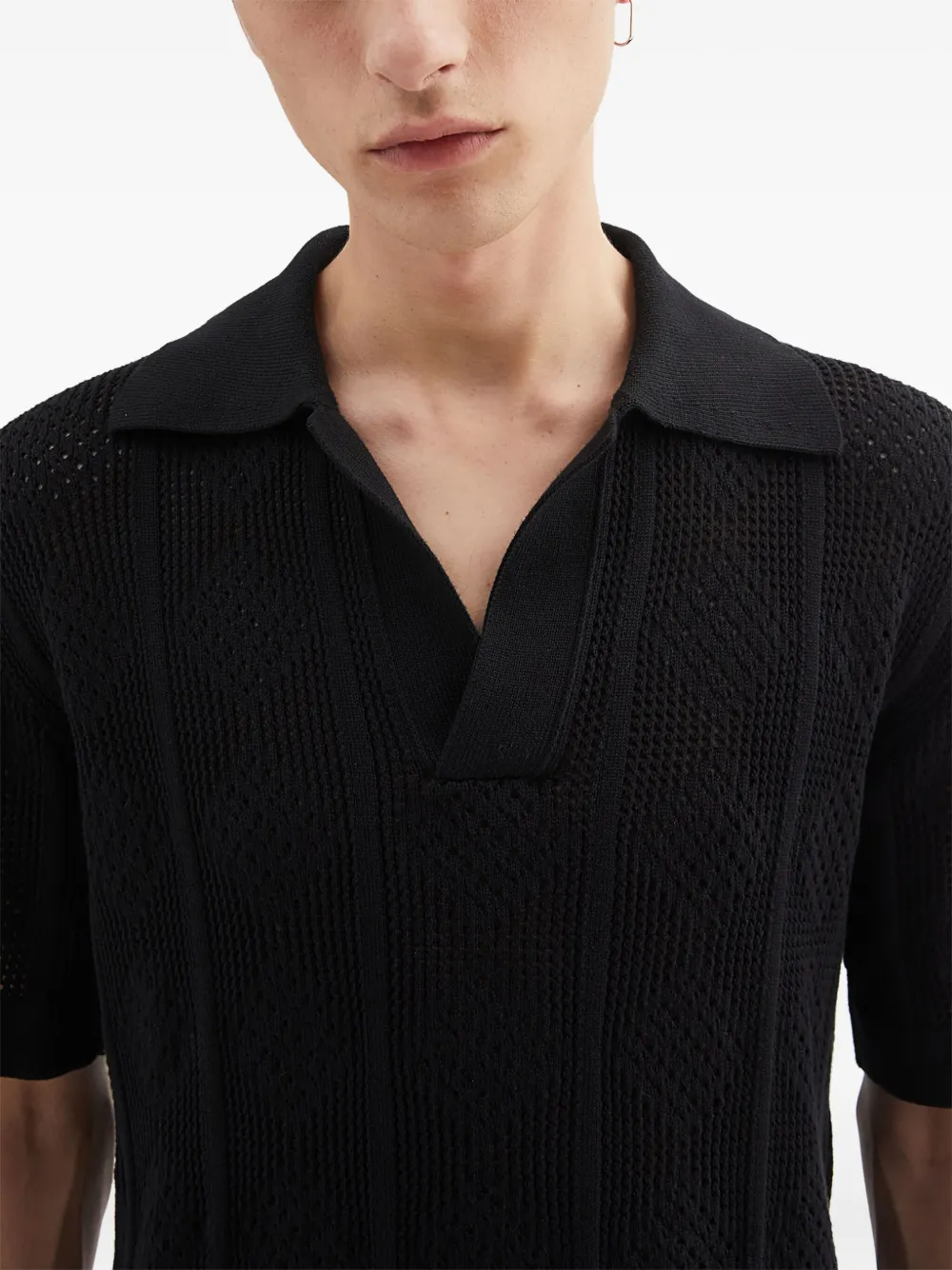 Jil Sander Gebreid poloshirt 001 BLACK