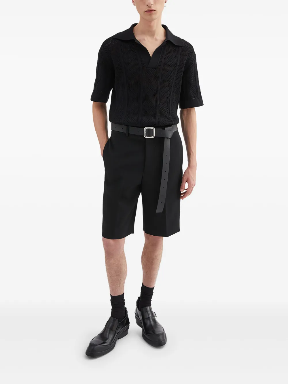 Jil Sander Gebreid poloshirt - 001 BLACK