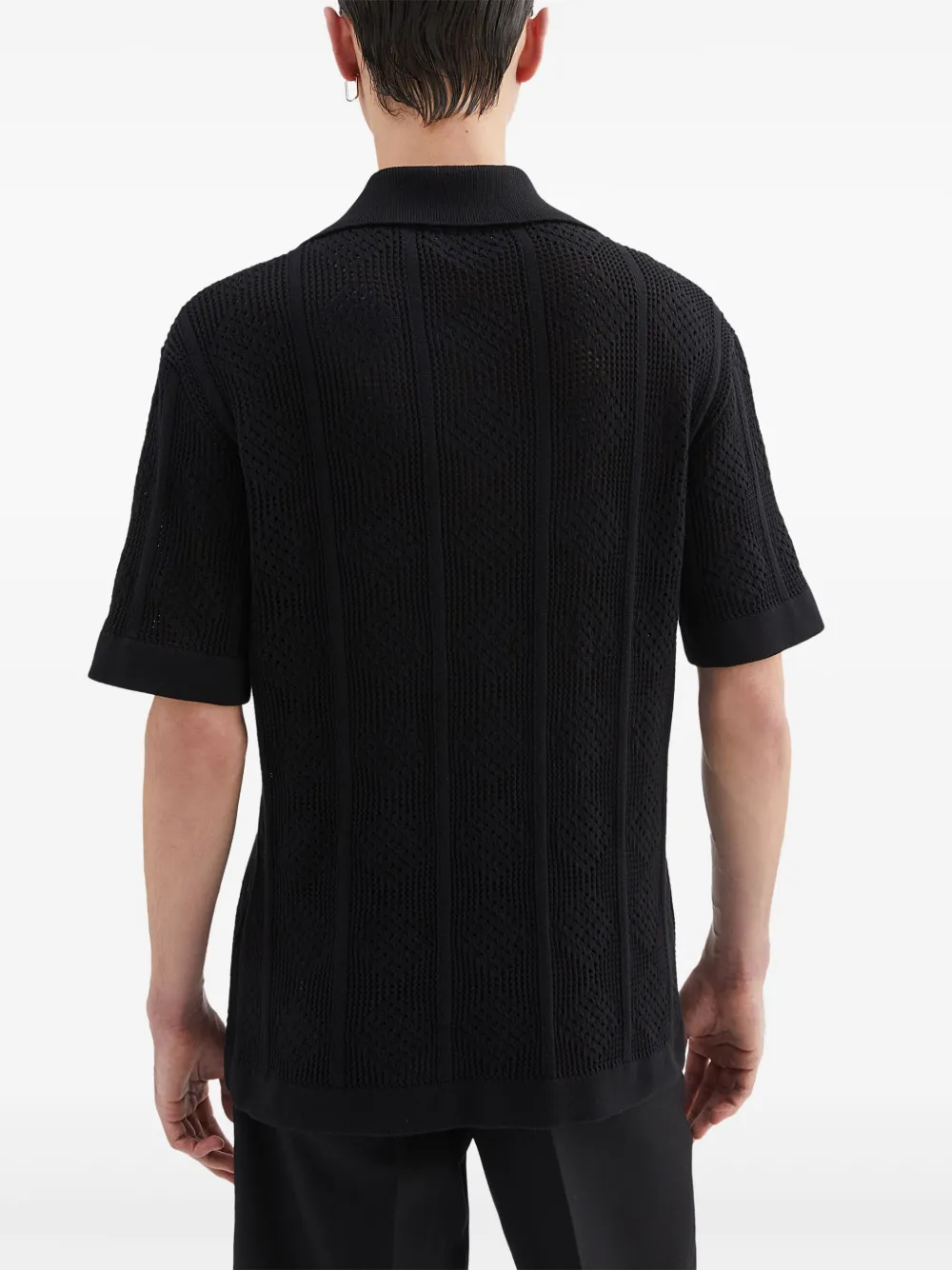Jil Sander Gebreid poloshirt 001 BLACK
