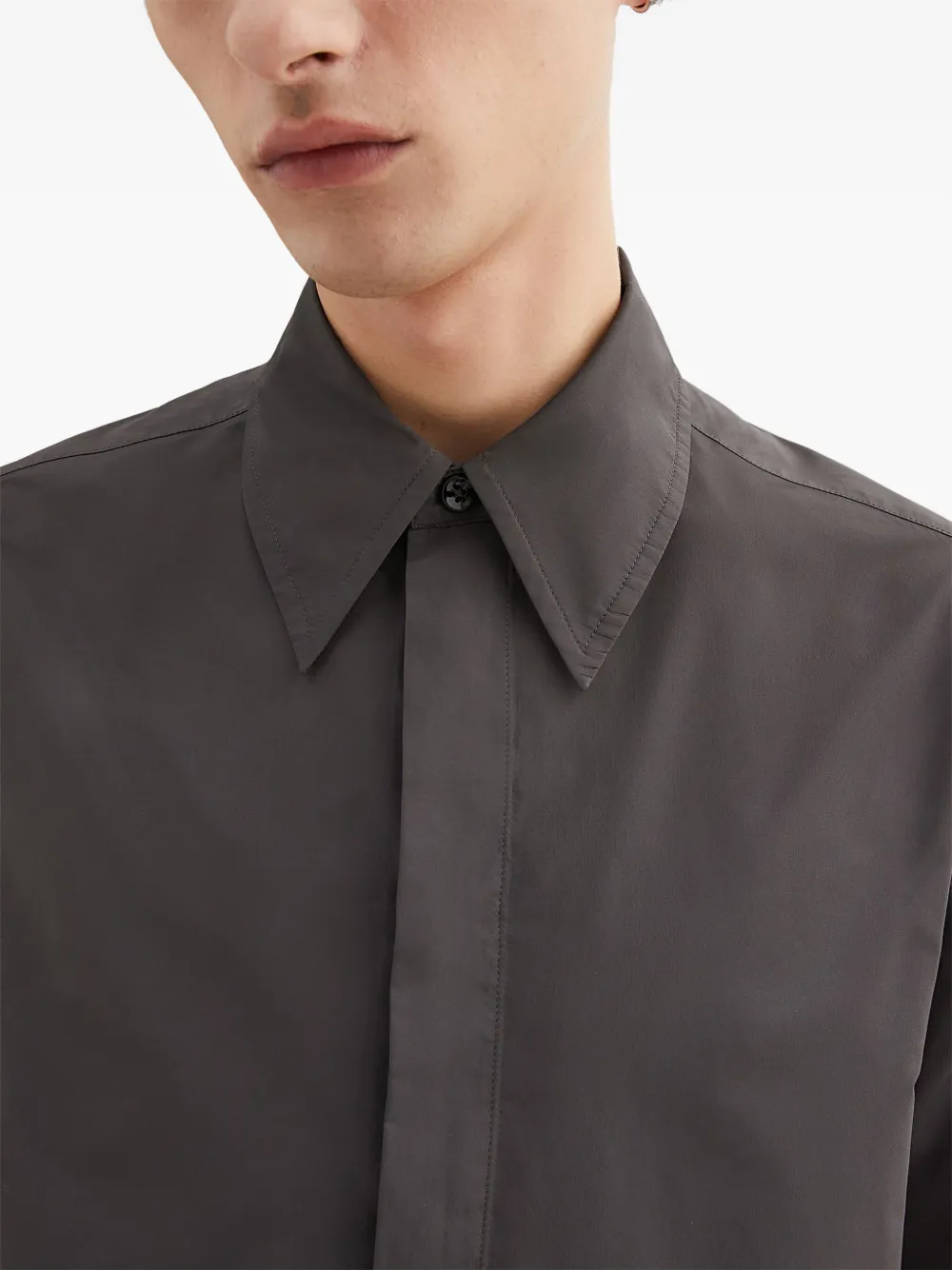 Jil Sander Overhemd met stropdas Bruin