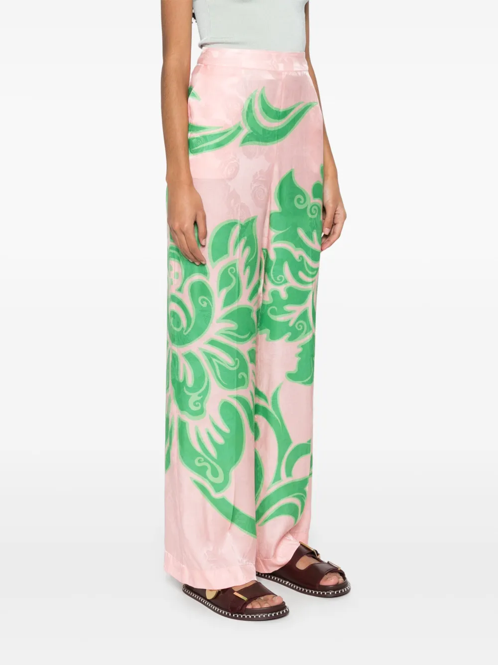Etro Rose-print Trousers In Pink