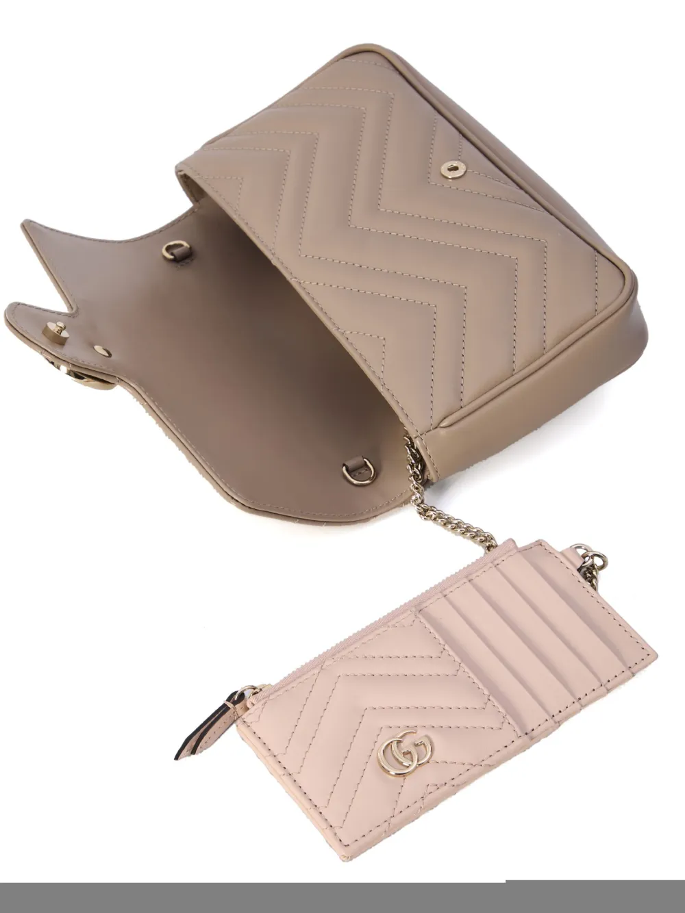 Gucci GG Marmont kleine tas met pasjeshouder Beige