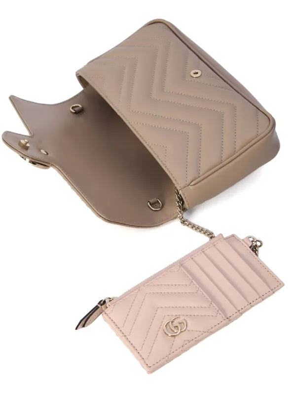 【GUCCI】GG MARMONT MINI BAG WITH CARDHOLDER●751526AAEKI154 Gucci Mini GG Marmont Bag With Cardholder | Neutrals | FARFETCH
