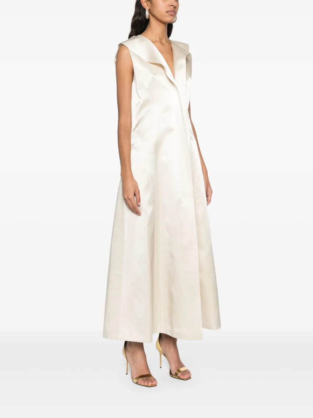 Philosophy Di Lorenzo Serafini Satijnen midi-jurk Beige