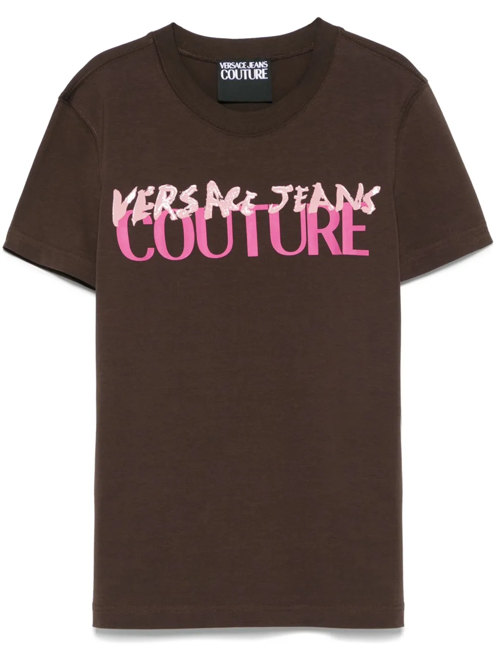 Versace Jeans Couture T-shirt met logoprint Bruin