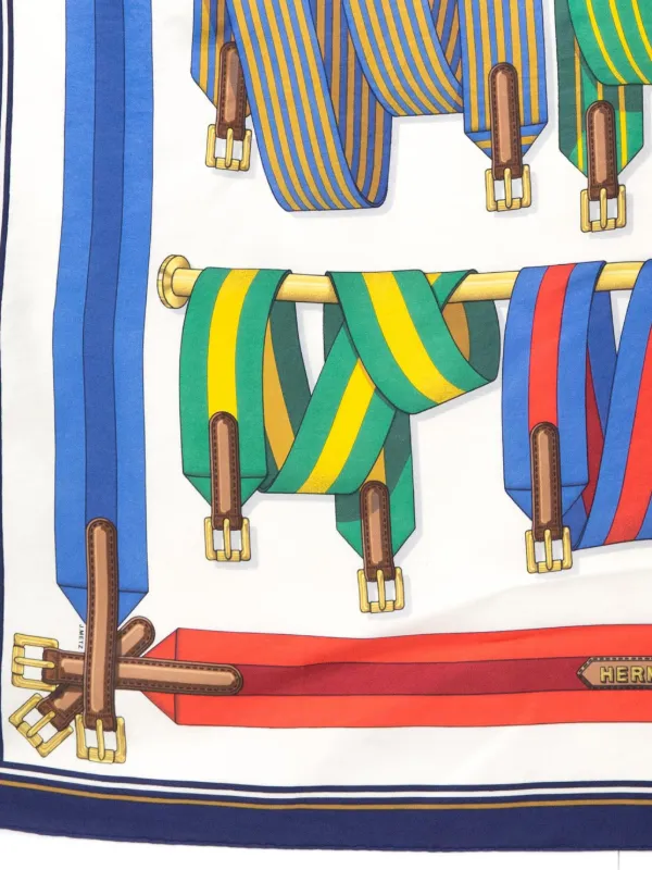 Hermès Pre-Owned 1990s Les Sangles By J.Metz Silk Scarf