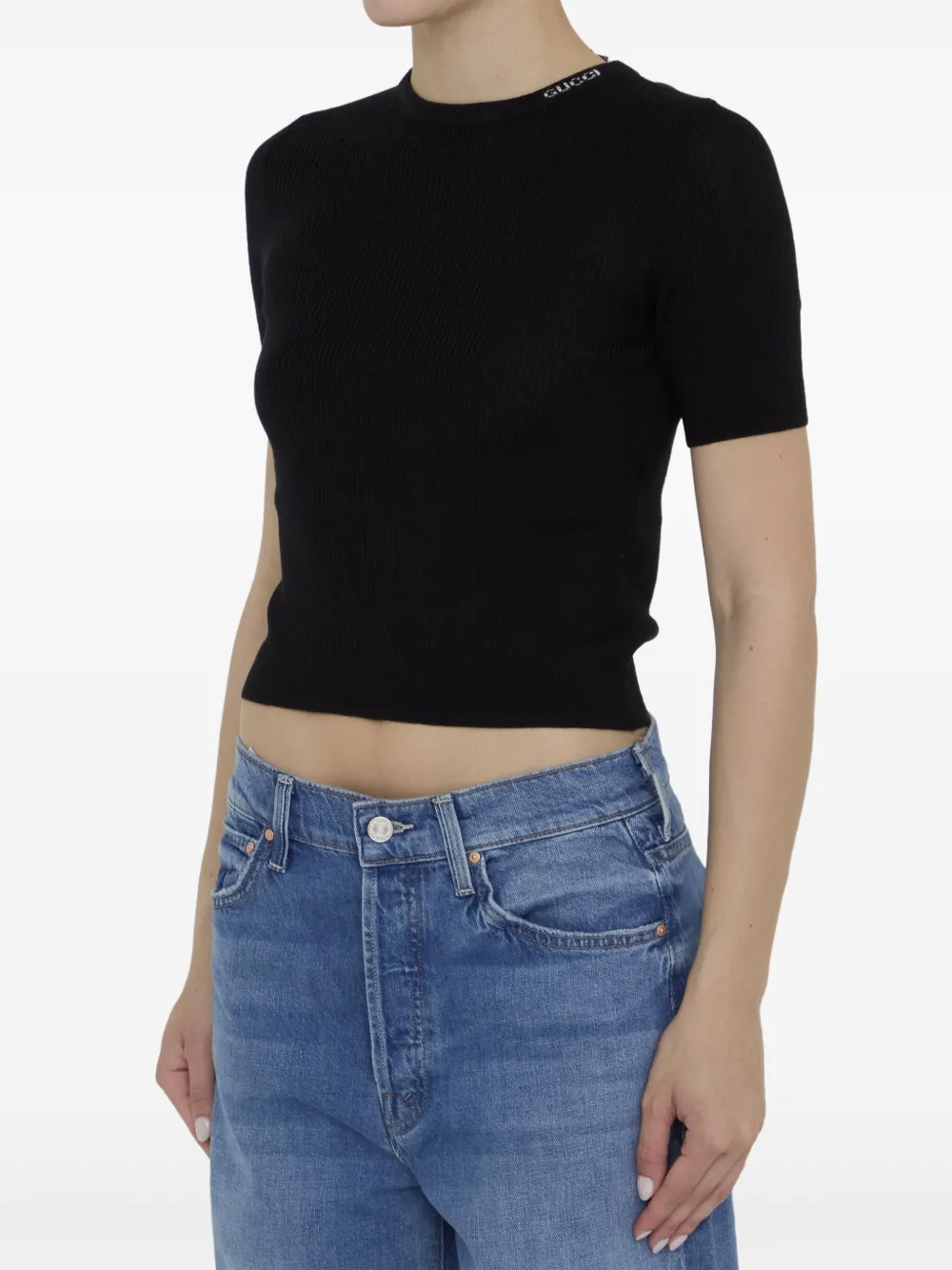 Gucci Cropped T-shirt - Zwart