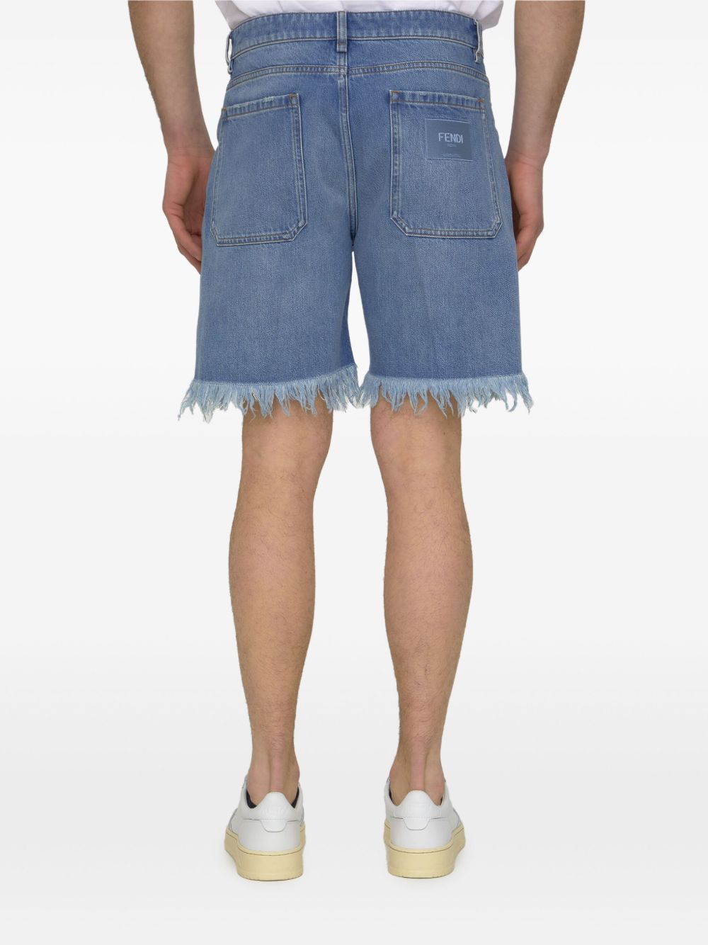 FENDI Denim bermuda shorts met franje - Blauw