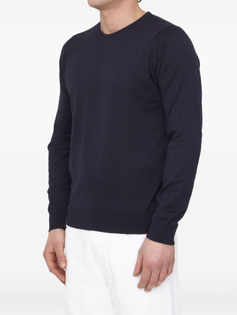 John Smedley Geribbelde trui - Blauw