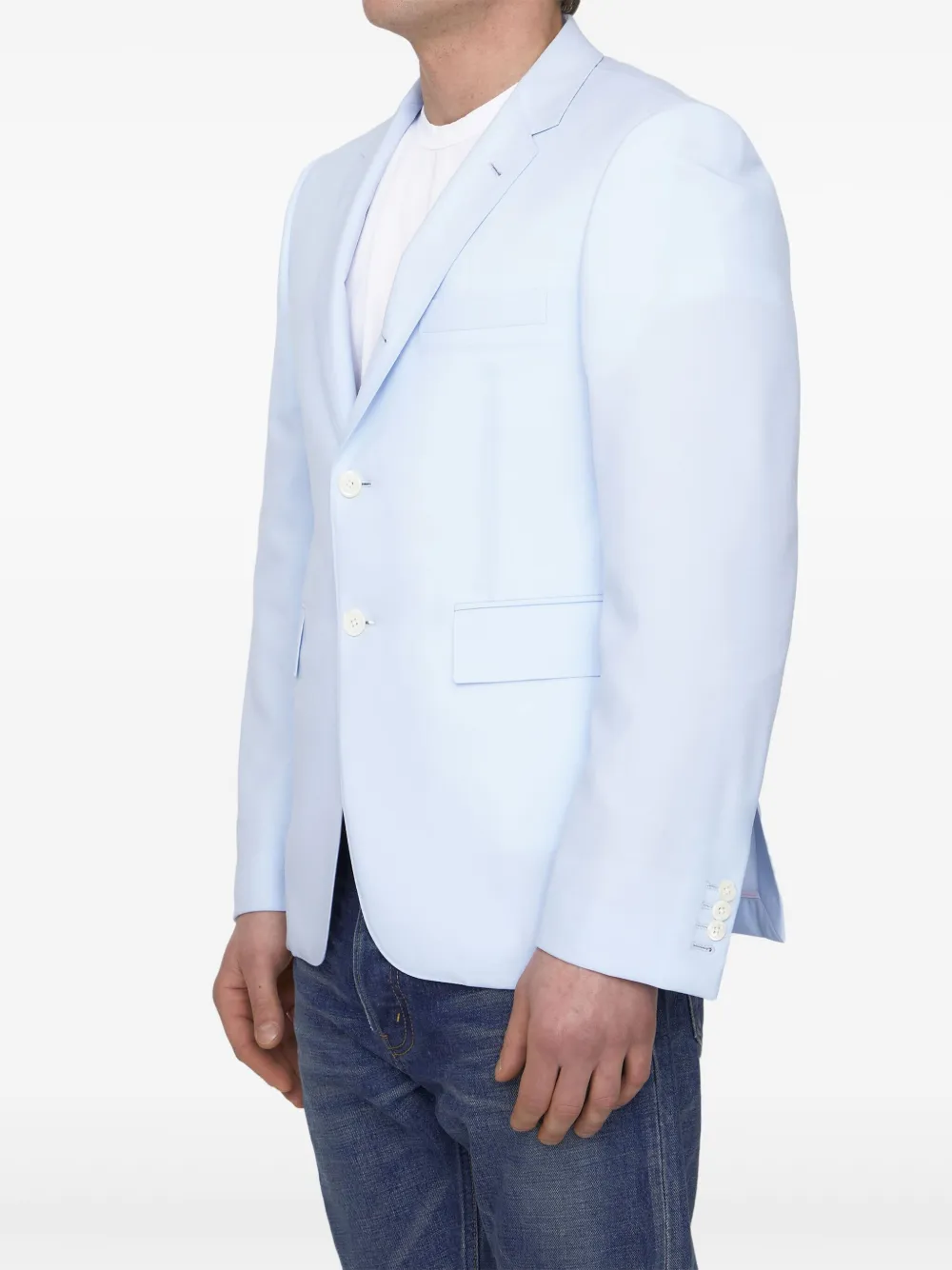 Thom Browne Wollen blazer met enkele rij knopen Blauw
