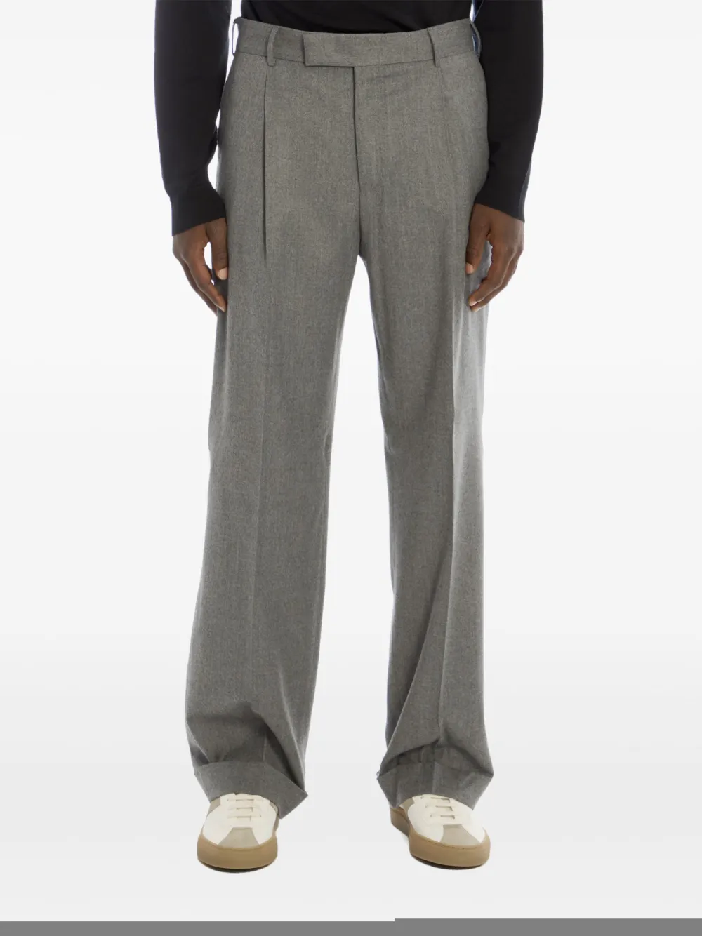 Pt Torino Wool And Silk Blend Wide Leg Trousers In Grey