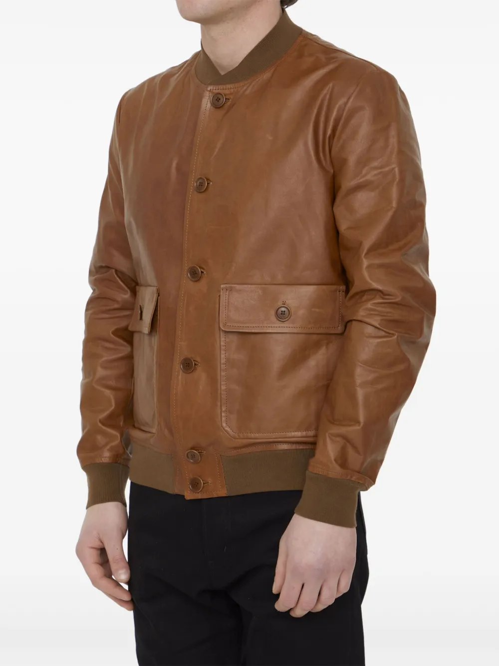 Salvatore Santoro Leren bomberjack - Bruin