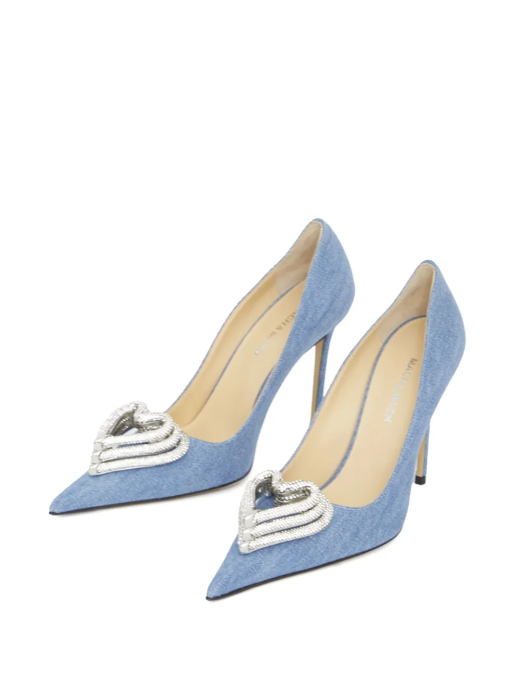 MACH & MACH Triple Heart Denim pumps Blue