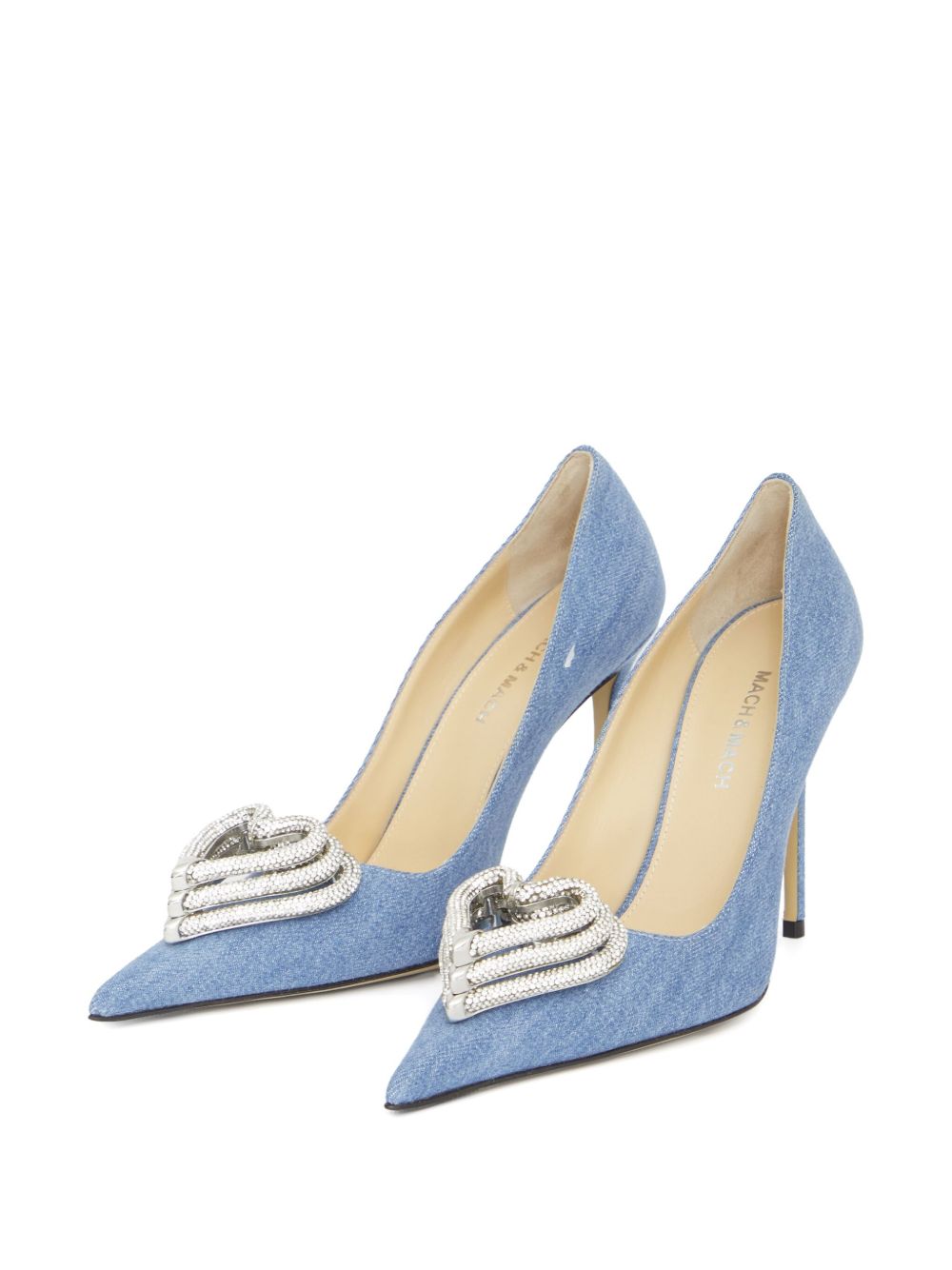 MACH & MACH Triple Heart denim pumps - Blauw