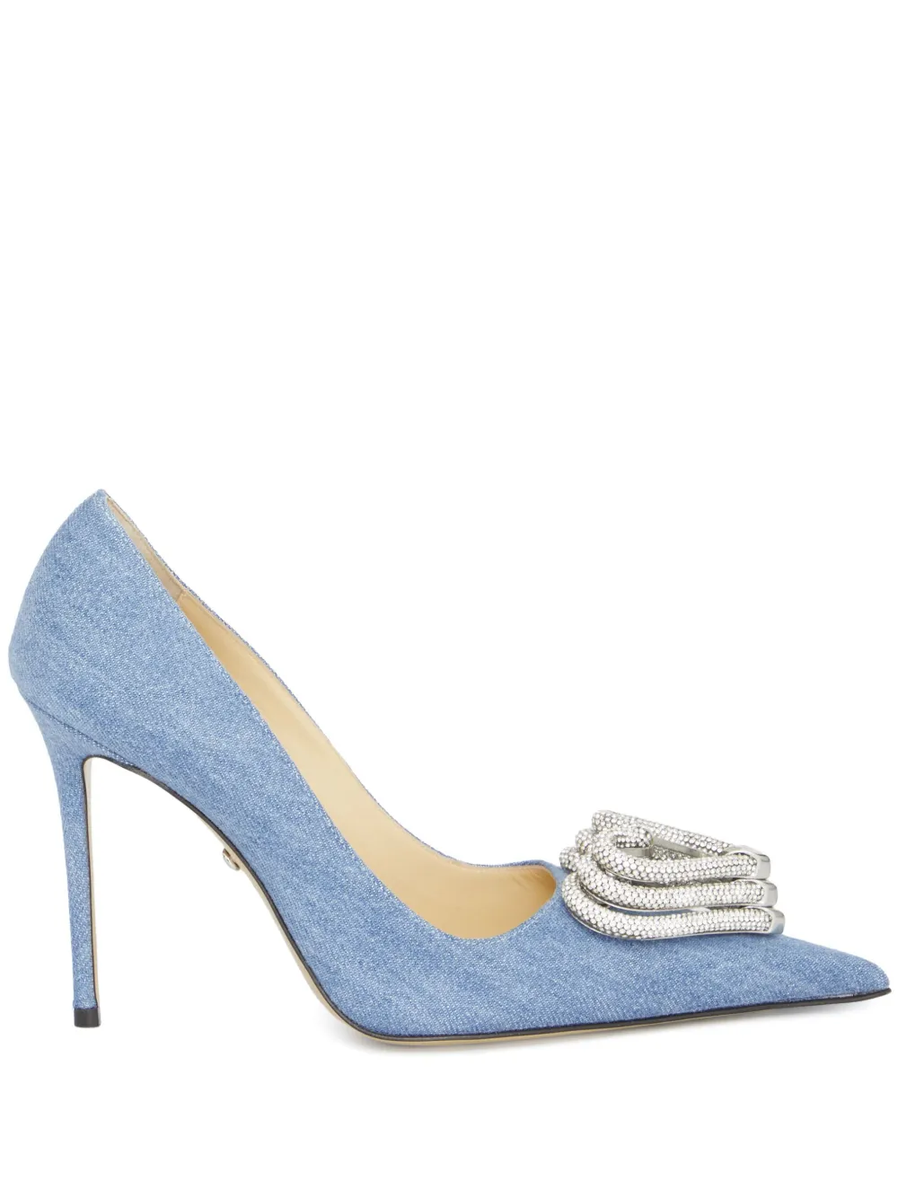 MACH & MACH Triple Heart denim pumps Blauw