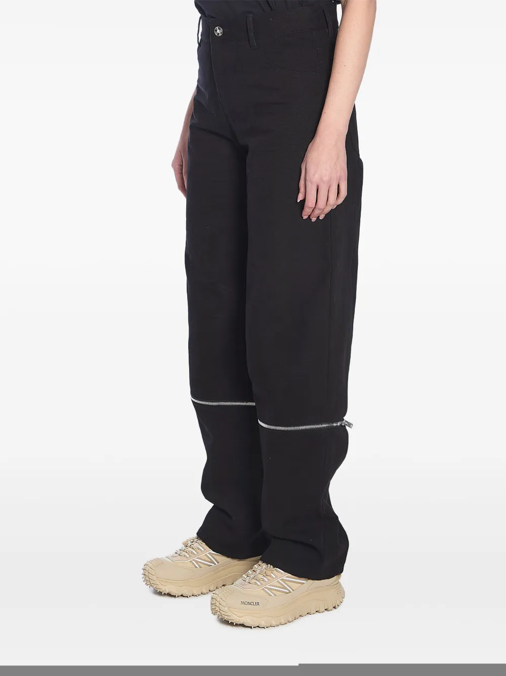 Moncler Katoenen ruimvallende broek Zwart