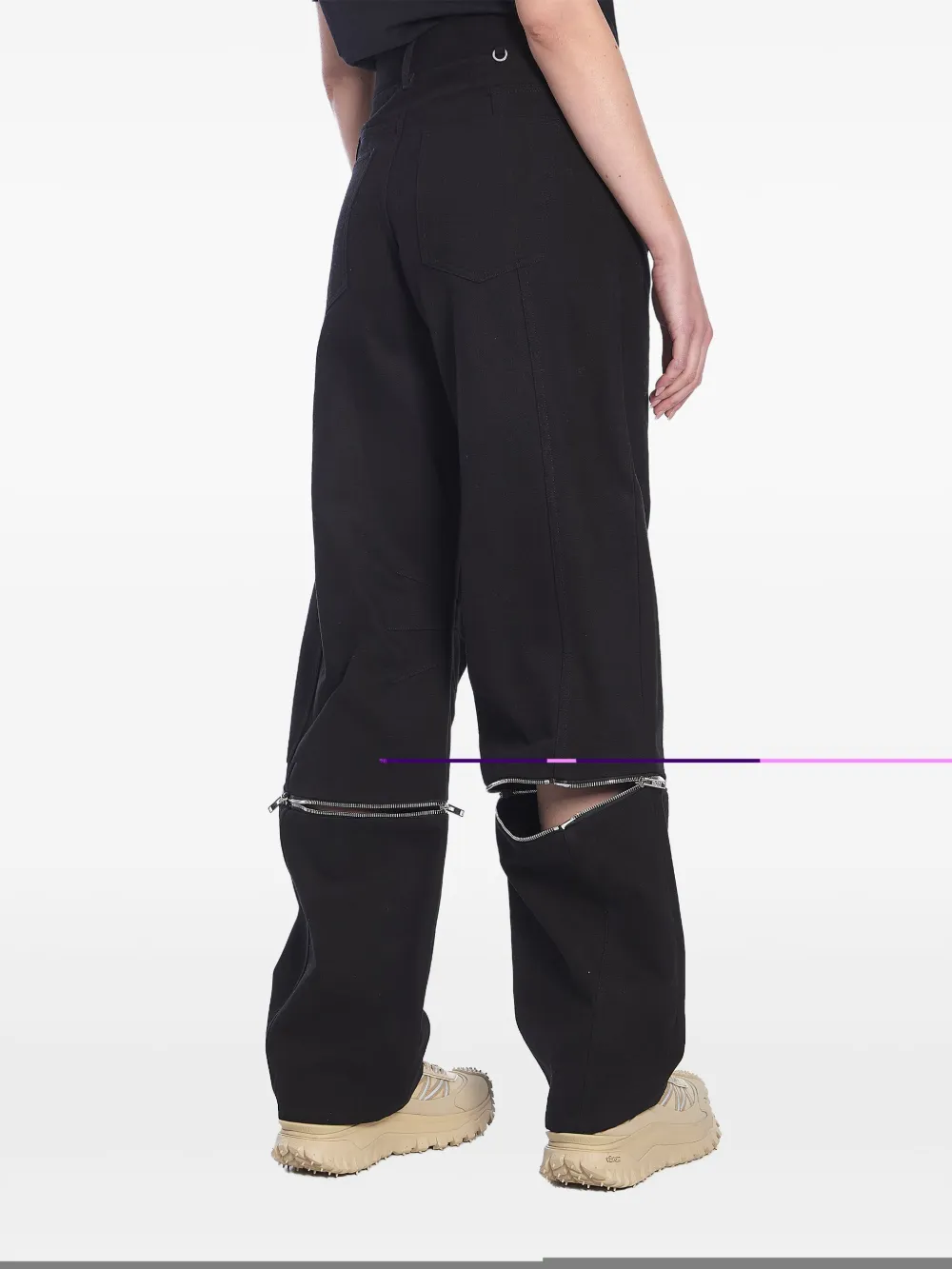 Moncler Katoenen ruimvallende broek Zwart
