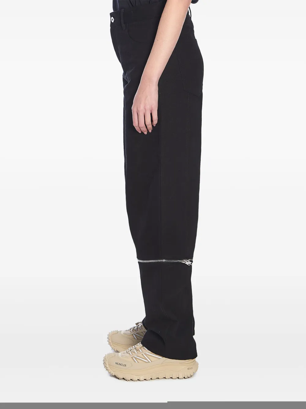 Moncler Katoenen ruimvallende broek Zwart