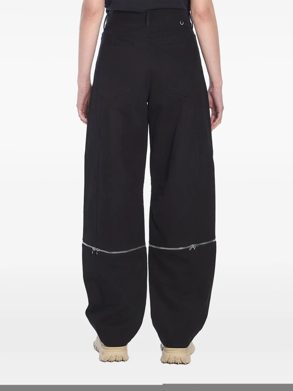 Moncler Katoenen ruimvallende broek Zwart