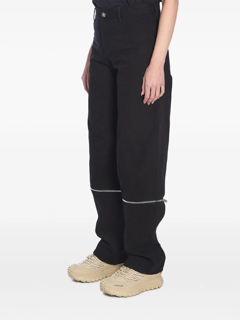Moncler Katoenen ruimvallende broek - Zwart