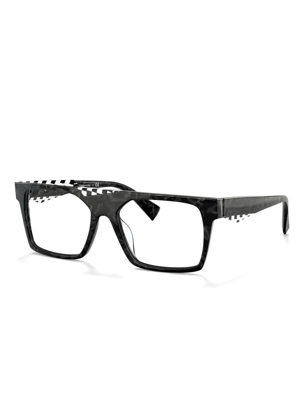 Alain Mikli Checkered-pattern Square Frames In Black