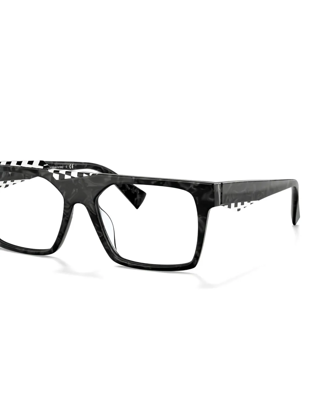 Alain Mikli Checkered-pattern Square Frames In Black