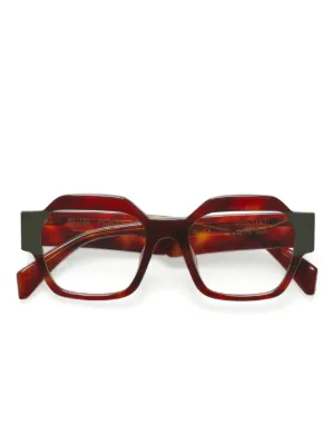 Lunettes De Vue Carrées Rétro Rouge Translucide Kaleos - Modèle Kingsleigh 3 - Acétate - Neuf Étiqueté