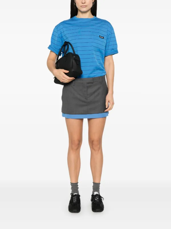 Miu Miu Layered Mini Skirt | Grey | FARFETCH UK
