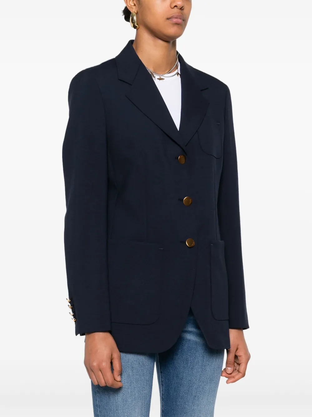Max Mara Blazer met enkele rij knopen Blauw