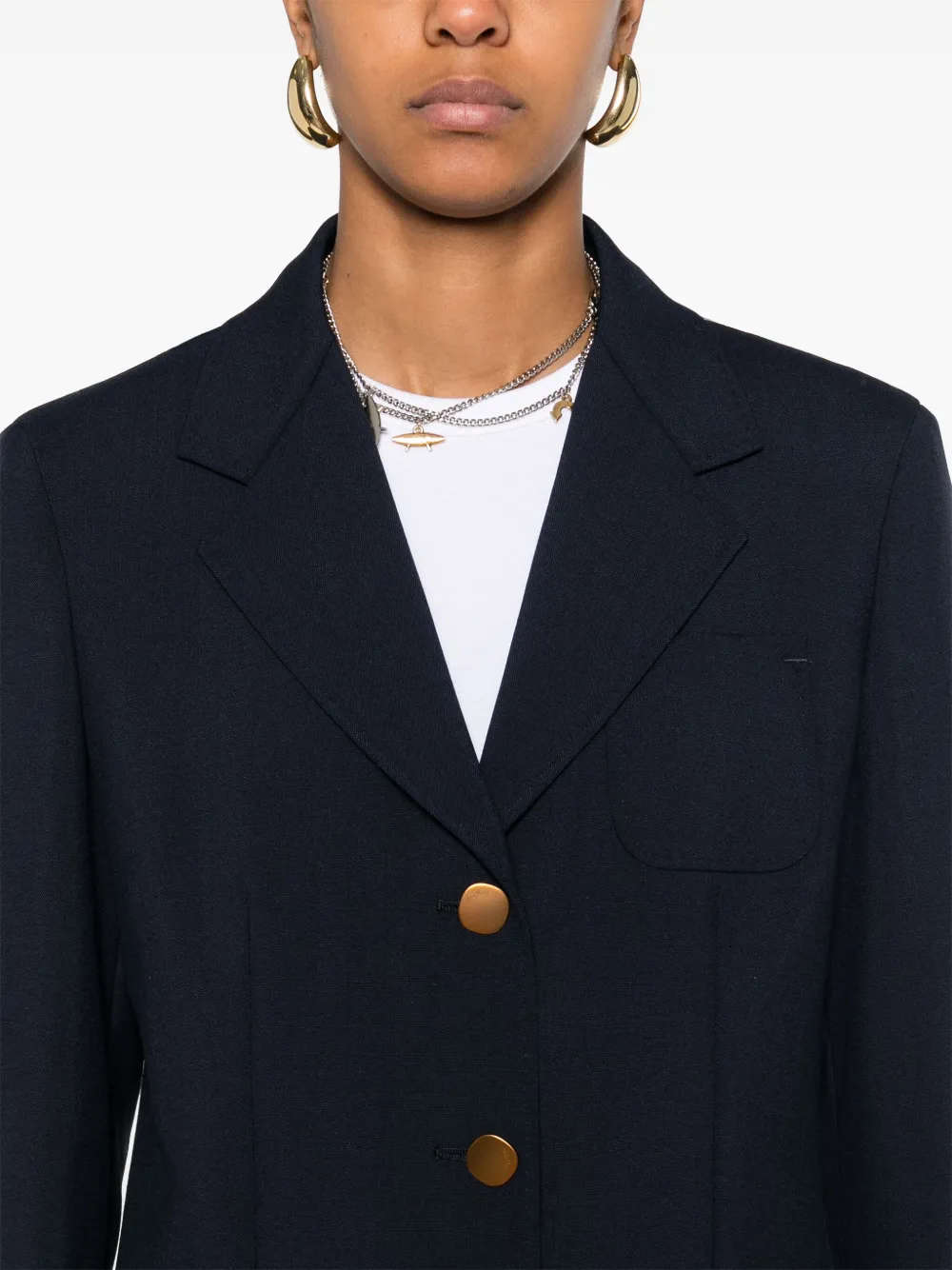Max Mara Blazer met enkele rij knopen Blauw