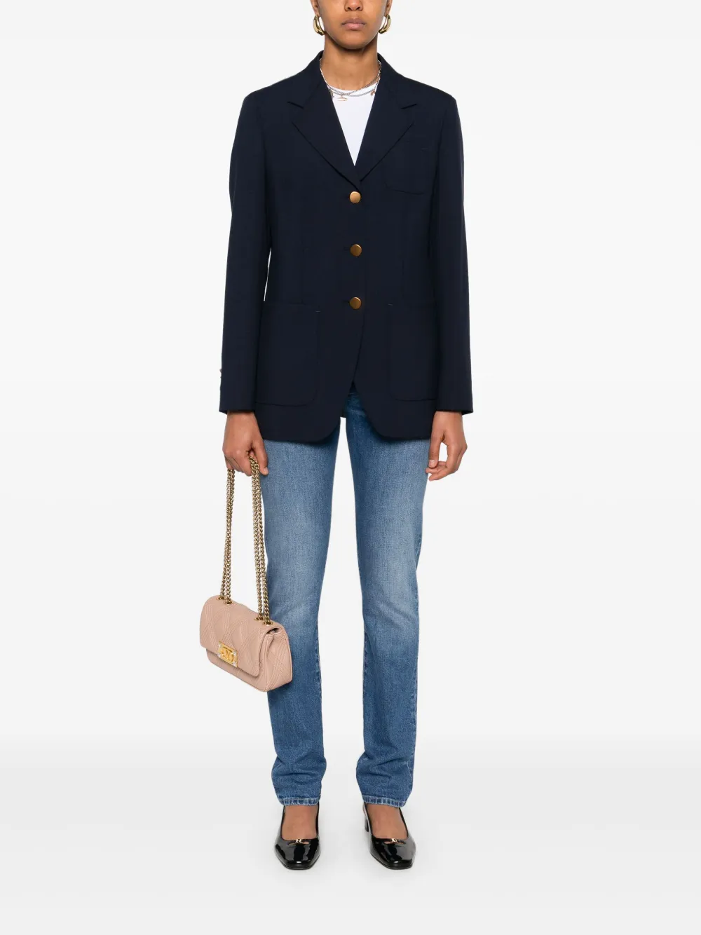 Max Mara Blazer met enkele rij knopen - Blauw