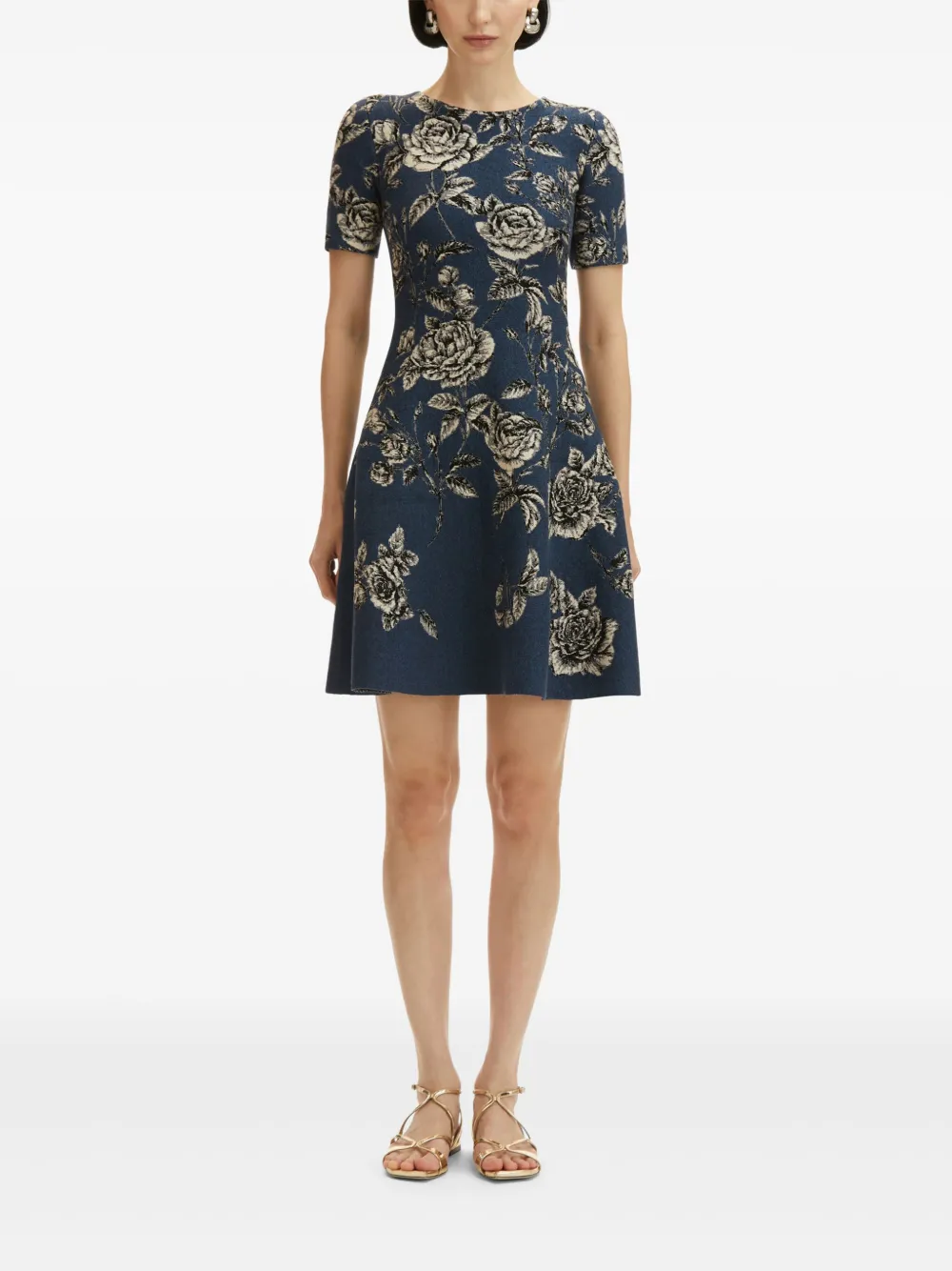 Oscar de la Renta Mini-jurk met jacquard - Blauw