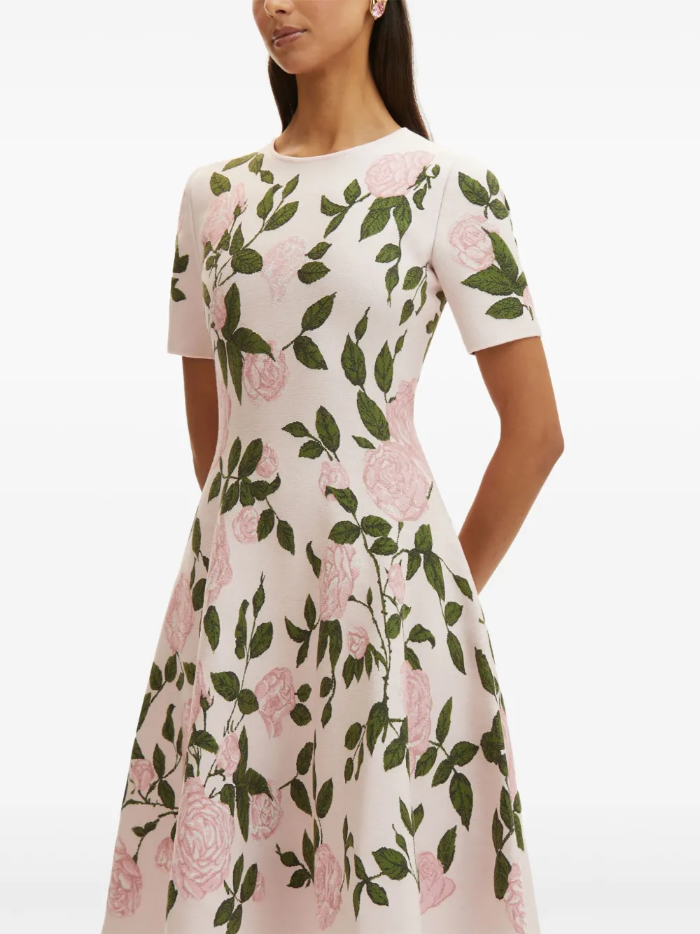 Oscar de la Renta Jurk met jacquard Roze