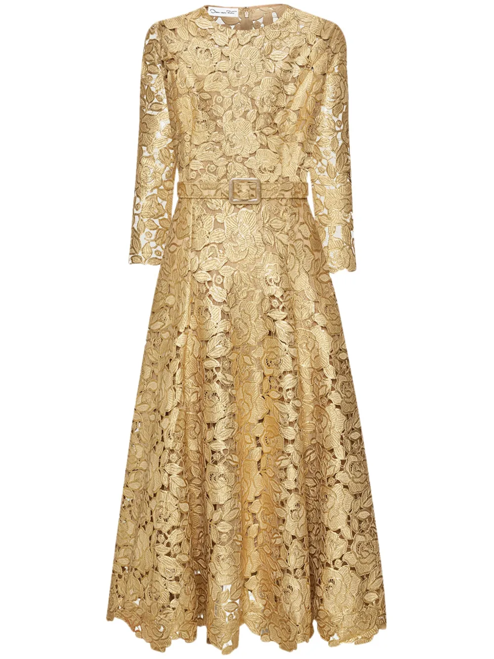 Oscar de la Renta ギピュール ドレス - ゴールドトーン Oscar de la Renta ギピュール ドレス - ゴールドトーン