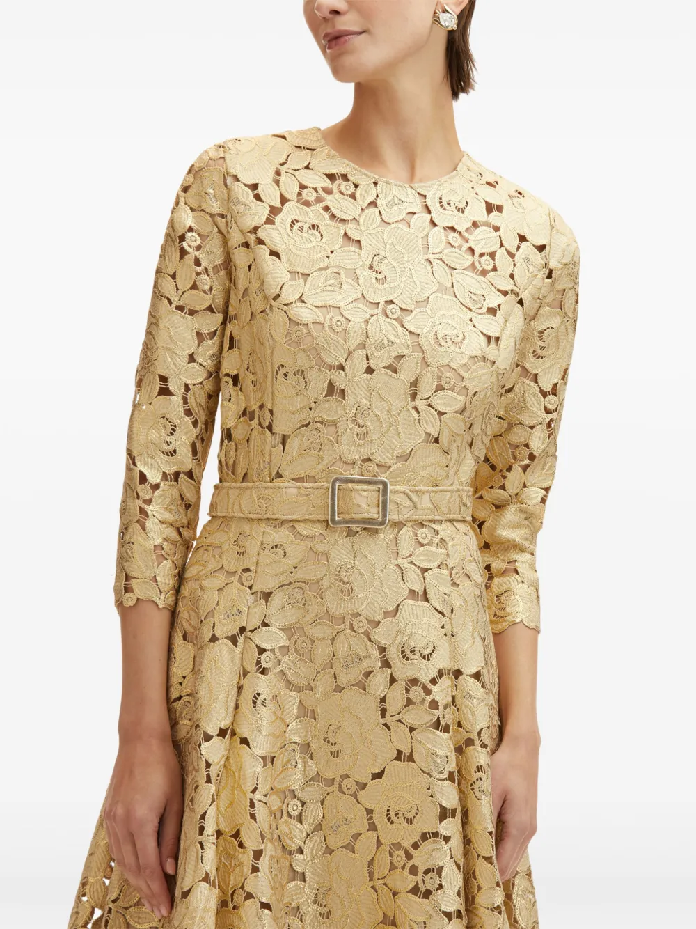 Oscar de la Renta Kanten jurk Goud