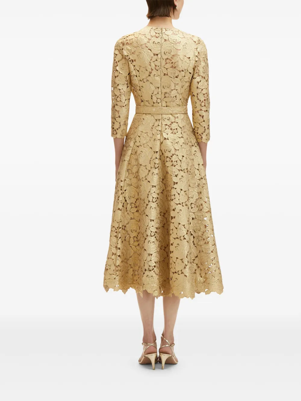 Oscar de la Renta Kanten jurk Goud
