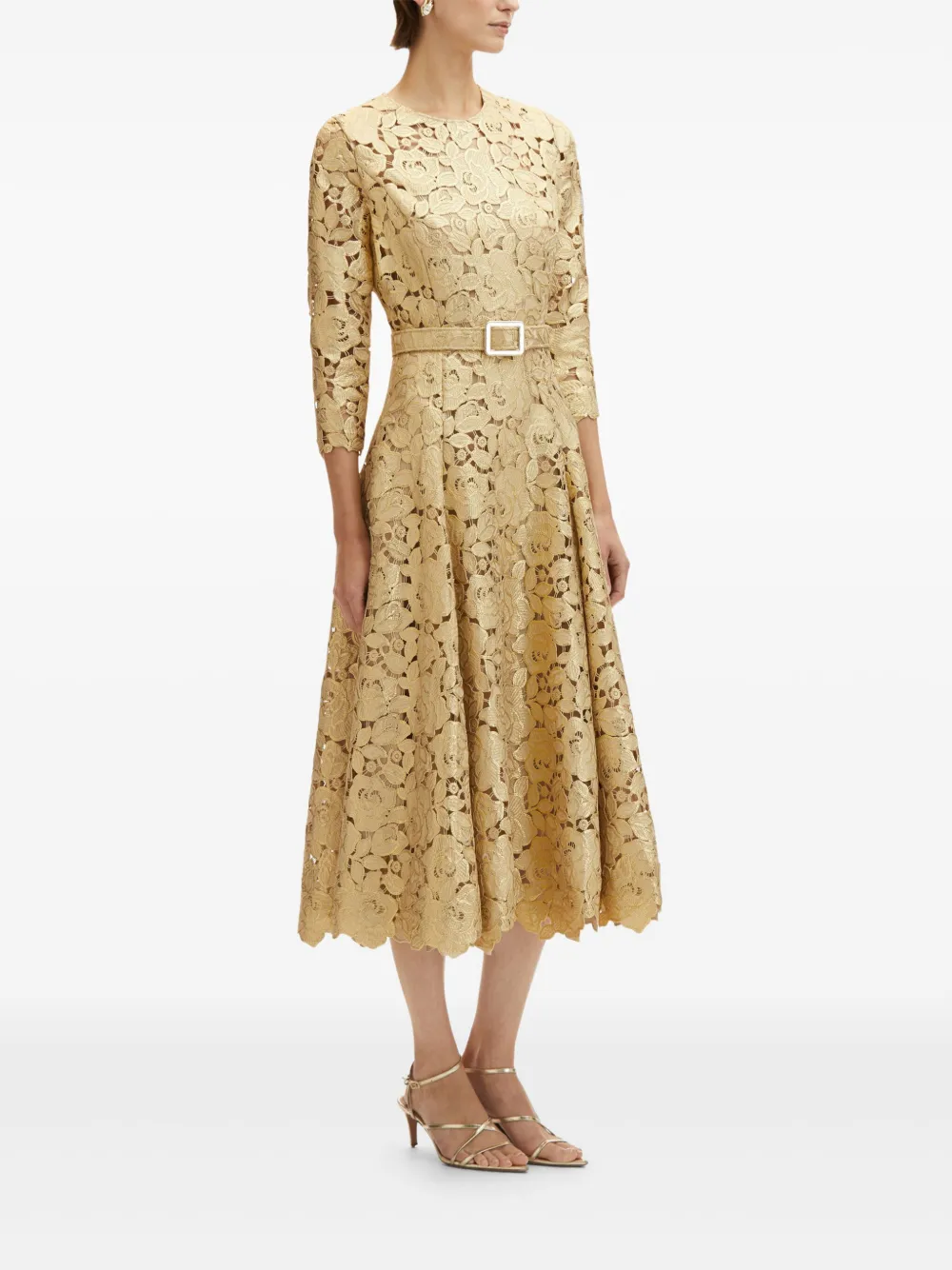 Oscar de la Renta Kanten jurk Goud