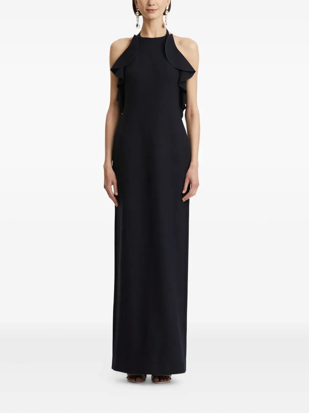 Oscar de la Renta ruffled column gown - Blauw