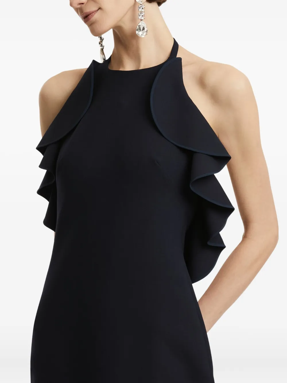 Oscar De La Renta Ruffled Column Gown In Black