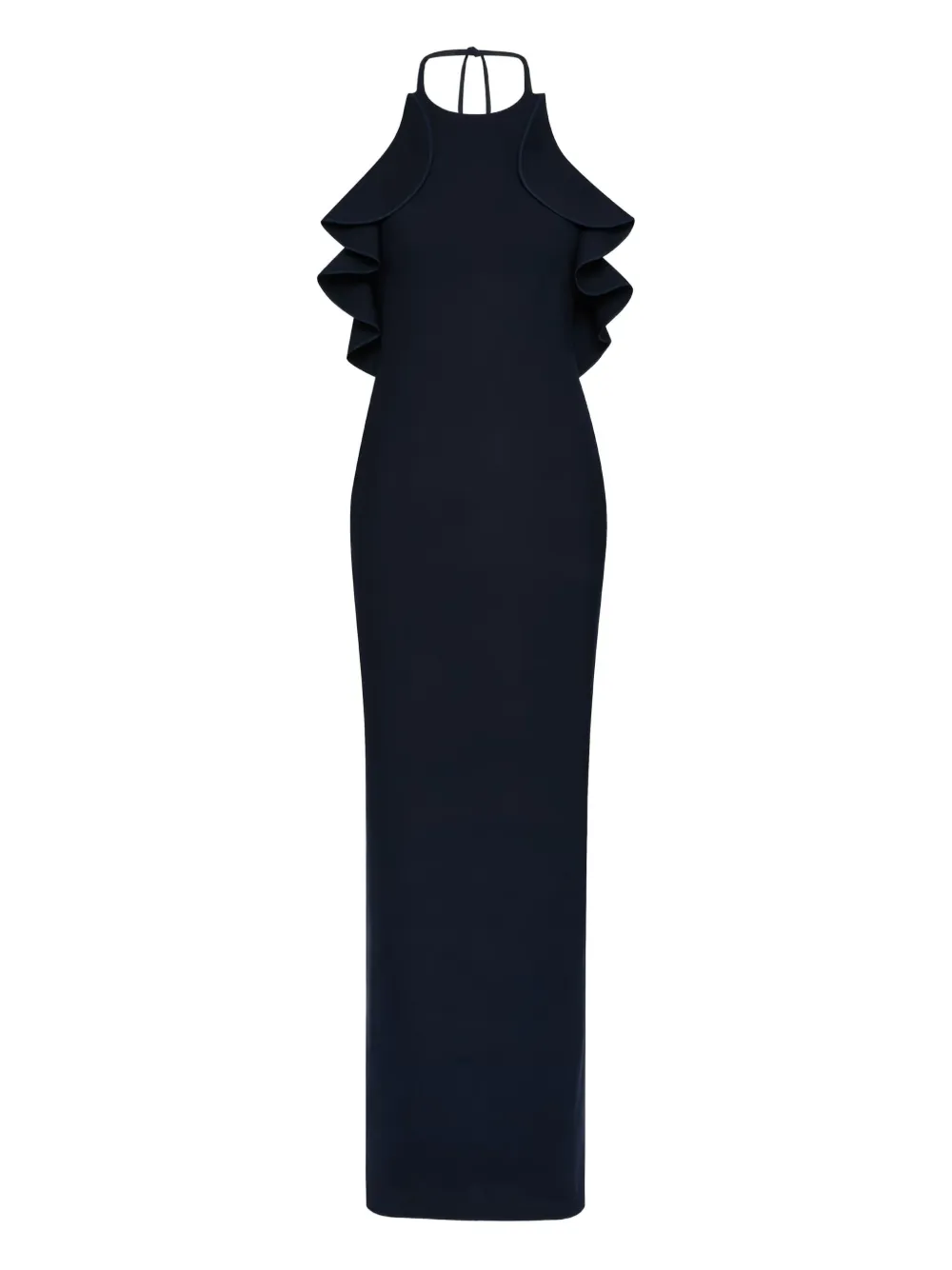 Oscar de la Renta ruffled column gown – Blue