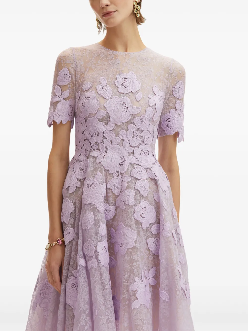 Oscar de la Renta Kanten jurk Paars