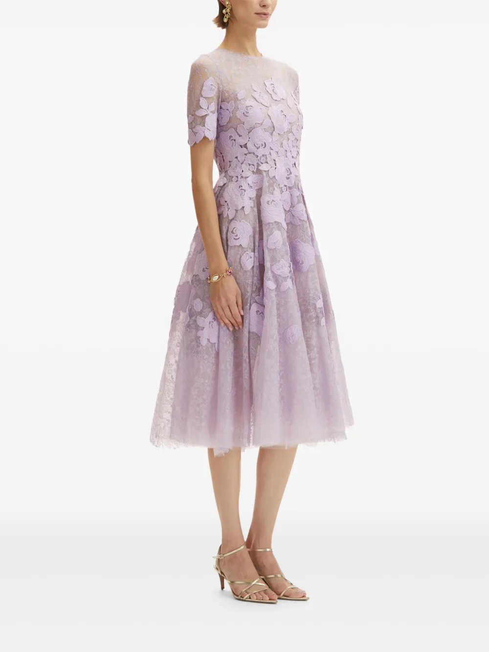Oscar de la Renta Kanten jurk Paars