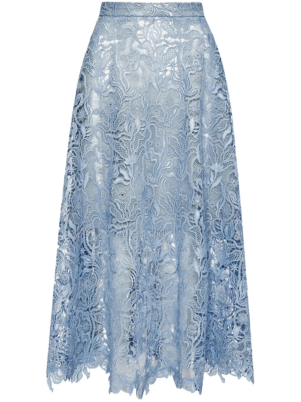 Oscar de la Renta Bellflower Guipure midi-rok Blauw