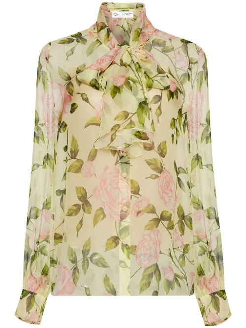 Blouse English Rose en soie - Oscar de la Renta - Modalova