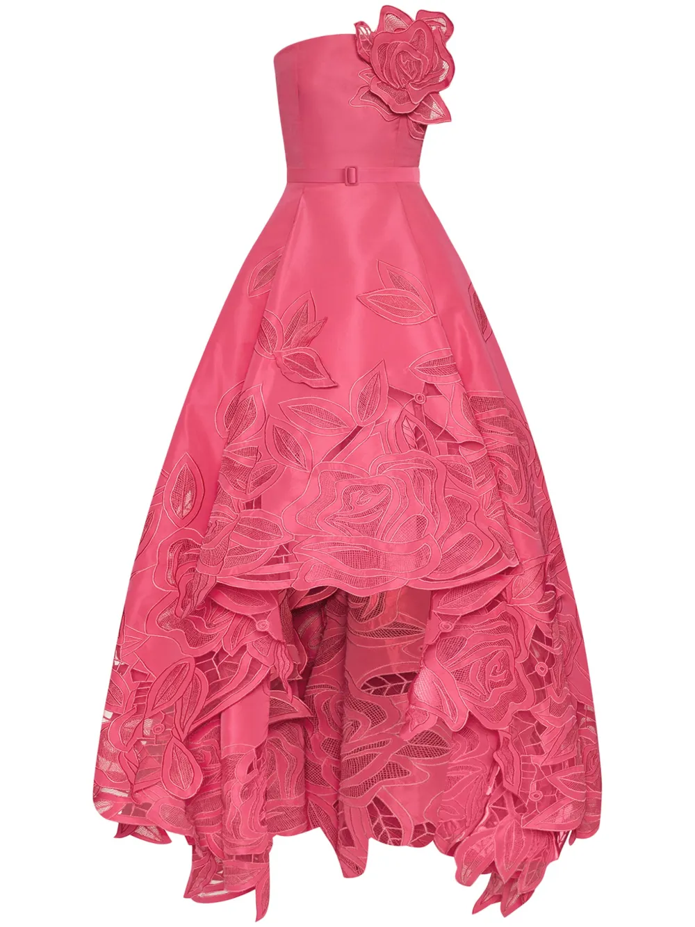 Oscar de la Renta ローズアップリケ カットアウト ドレス - ピンク Oscar de la Renta ローズアップリケ カットアウト ドレス - ピンク