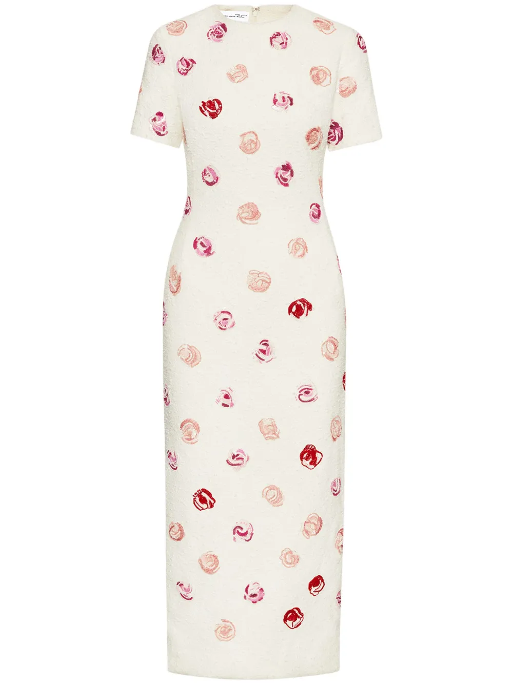 Oscar de la Renta ローズエンブロイダリー ドレス - ホワイト Oscar de la Renta ローズエンブロイダリー ドレス - ホワイト