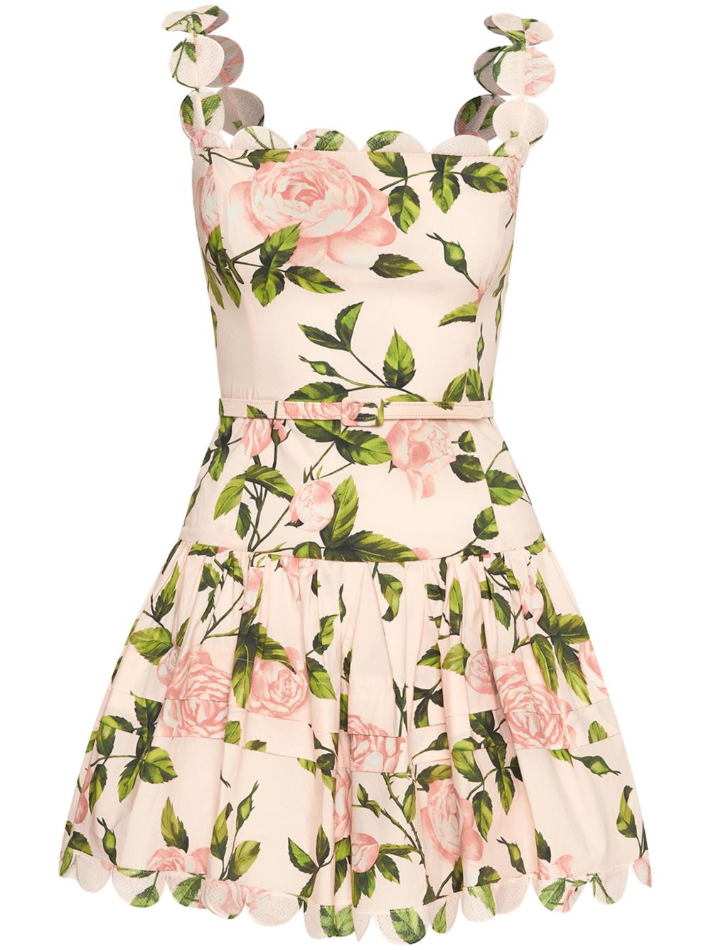 OSCAR DE LA RENTA ROSE-PRINT POPLIN MINI DRESS