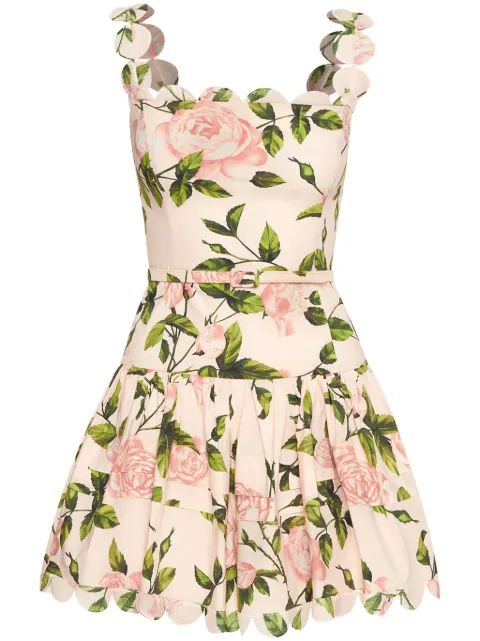 Oscar de la Renta 로즈 프린트 포플린 미니 드레스